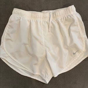 All White Nike running Shorts